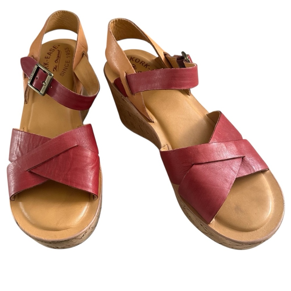 Kork-Ease Women's Pink/Berry Leather Cork Platform Sandals - Picture 3 of 15